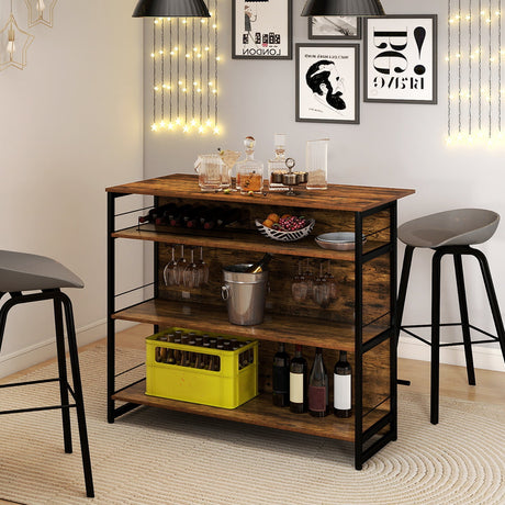 Isla de cocina con minibar de 4 niveles con reposapiés y botellero-Café