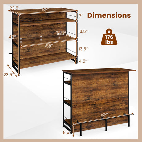 Isla de cocina con minibar de 4 niveles con reposapiés y botellero-Café