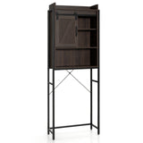 4-Tier Multifunctional Toilet Sorage Cabinet with Adjustable Shelf and Sliding Barn Door