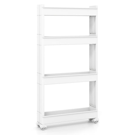 Carrito de almacenamiento delgado multifuncional de 4 niveles con bandejas desmontables - Blanco