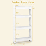 4-Tier Multifunctional Slim Storage Trolley with Detachable Trays-White