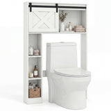 4-Tier Over The Toilet Storage Cabinet with Sliding Barn Door and Storage Shelves