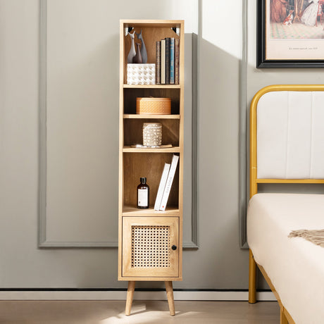 Mueble de almacenamiento de ratán de 4 niveles con diseño delgado