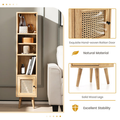 Mueble de almacenamiento de ratán de 4 niveles con diseño delgado