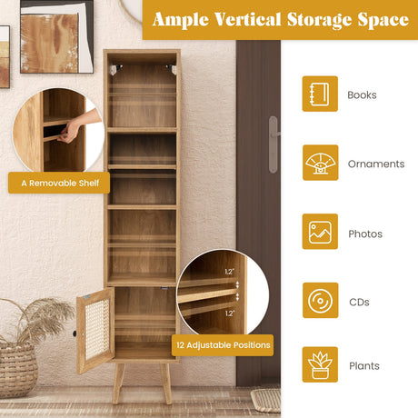 Mueble de almacenamiento de ratán de 4 niveles con diseño delgado