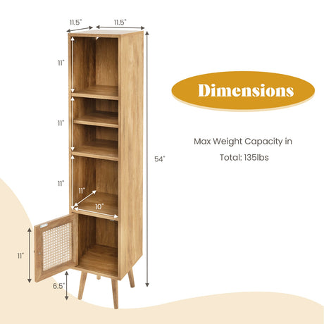 Mueble de almacenamiento de ratán de 4 niveles con diseño delgado