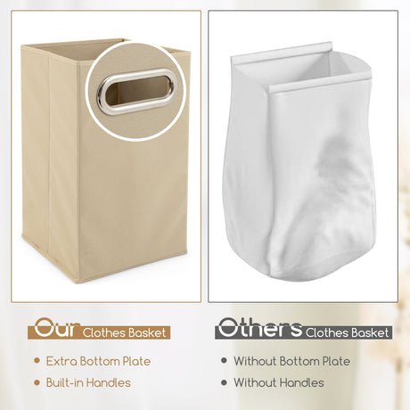 Cesto de ropa sucia inclinable de 3 niveles con estantes de almacenamiento para lavadero - Natural y blanco