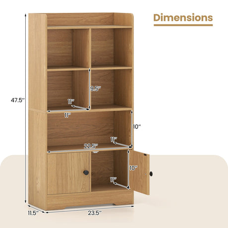 Estantería de 4 niveles con expositor de 4 cubos y 2 puertas