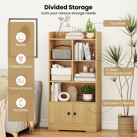 Estantería de 4 niveles con expositor de 4 cubos y 2 puertas