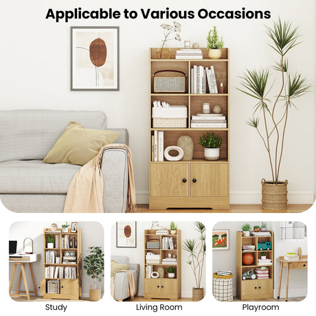 Estantería de 4 niveles con expositor de 4 cubos y 2 puertas