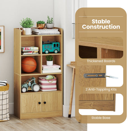 Estantería de 4 niveles con expositor de 4 cubos y 2 puertas