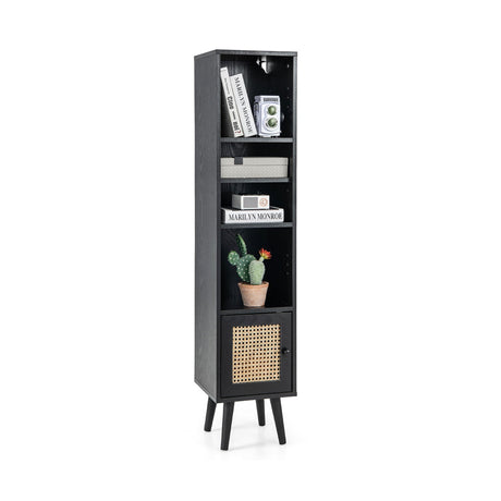 Mueble de almacenamiento de ratán de 4 niveles con diseño delgado