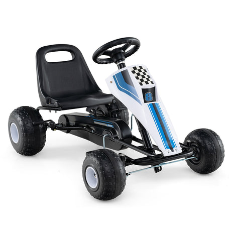 Go Kart de Pedales de 4 Ruedas para Niños con Volante y Freno de Mano Seguro