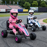 4-Wheel Ride On Toy Pedal Go Kart for Kids with Steering Wheel and Safe Handbrake