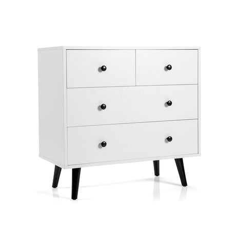 Cómoda de 4 cajones, aparador independiente, mueble, blanco
