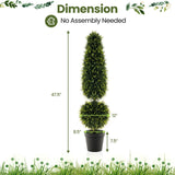 Árbol de topiario artificial de boj de 4 pies con enredaderas naturales y hojas de PE - Verde