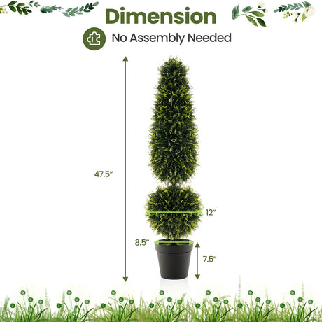 Árbol de topiario artificial de boj de 4 pies con enredaderas naturales y hojas de PE - Verde
