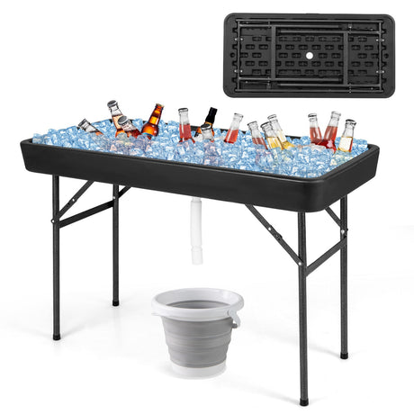 Mesa Plegable de Plástico para Fiestas de 4 Pies con Faldón a Juego