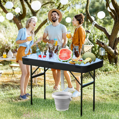 Mesa Plegable de Plástico para Fiestas de 4 Pies con Faldón a Juego