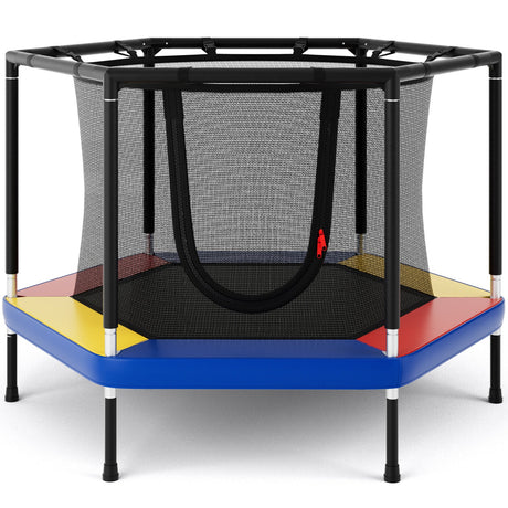 Trampolín recreativo pequeño de 4 pies para niños con red de seguridad, colorido