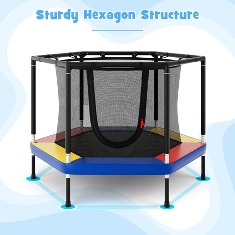 Trampolín recreativo pequeño de 4 pies para niños con red de seguridad, colorido