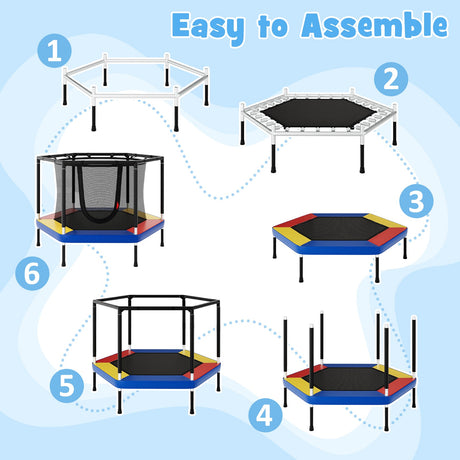 Trampolín recreativo pequeño de 4 pies para niños con red de seguridad, colorido