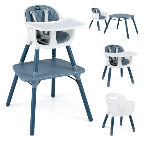 Juego de silla y mesa convertible 4 en 1 para bebé con cojín de PU