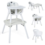 4-in-1 Baby Convertible Toddler Table Chair Set with PU Cushion