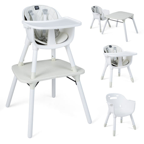 Juego de silla y mesa convertible 4 en 1 para bebé con cojín de PU