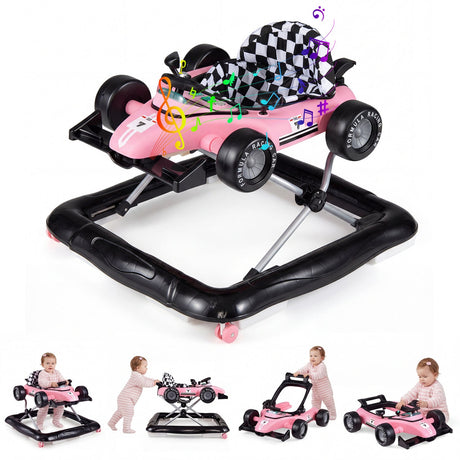 Andador de empuje para bebés 4 en 1, centro de actividades, altura ajustable con caja de música