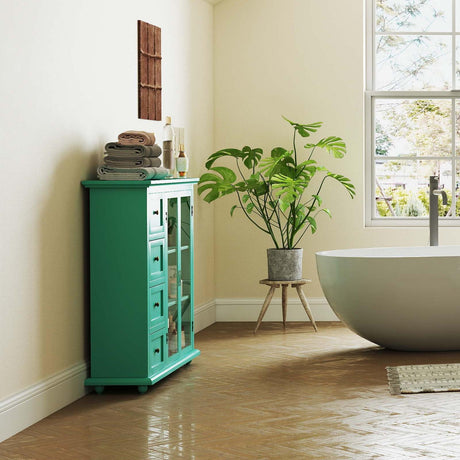 Combinación 3 en 1 de baño y almacenamiento: mueble alto, banco para ducha y aparador tipo bufé
