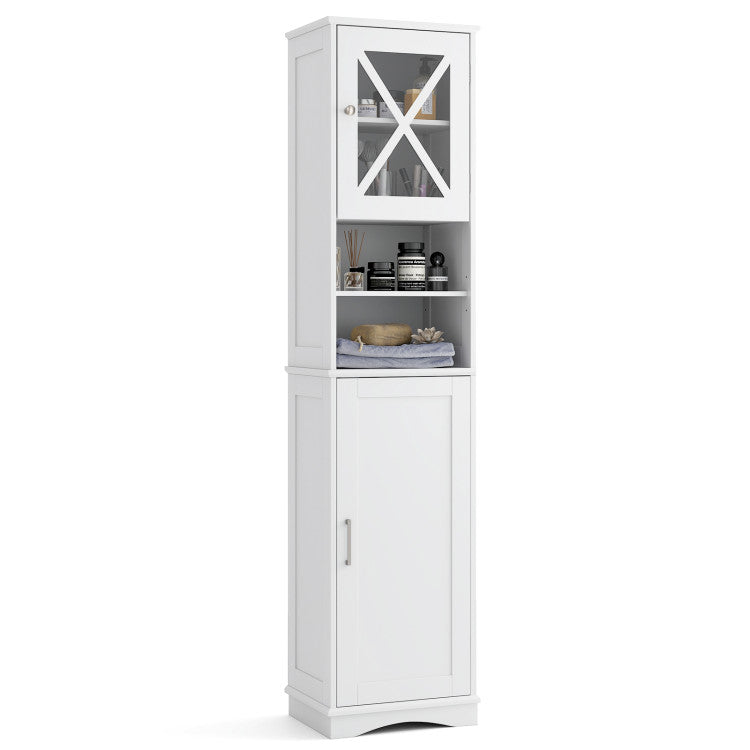Combinación 3 en 1 de baño y almacenamiento: mueble alto, banco para ducha y aparador tipo bufé