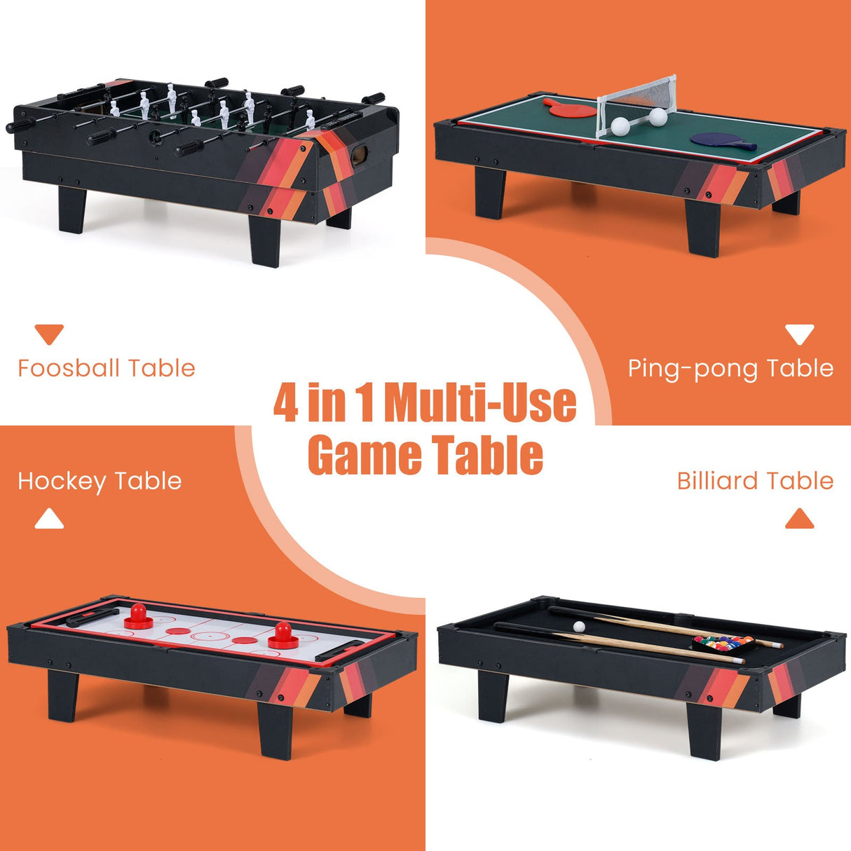 Mesa de juegos combinada 4 en 1 con billar