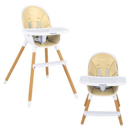 Silla alta convertible 4 en 1 para bebés, silla de alimentación infantil con bandeja ajustable