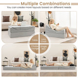 Sofá Cama Plegable Convertible 4 en 1 con Espuma de Alta Densidad - Gris