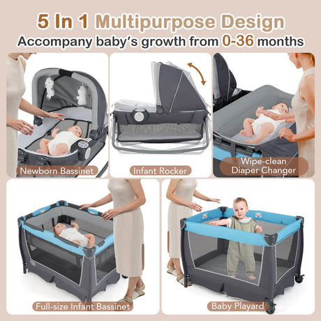 Parque de juegos portátil convertible 4 en 1 para bebé