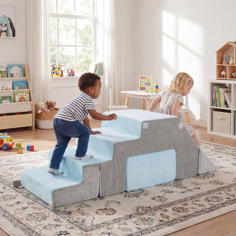 Bloques de espuma de 4 piezas para escalar para niños pequeños con tobogán - Gris