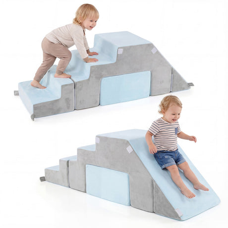 Bloques de espuma de 4 piezas para escalar para niños pequeños con tobogán - Gris