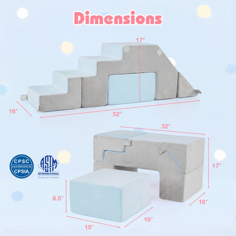 Bloques de espuma de 4 piezas para escalar para niños pequeños con tobogán - Gris