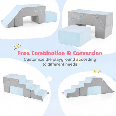 Bloques de espuma de 4 piezas para escalar para niños pequeños con tobogán - Gris