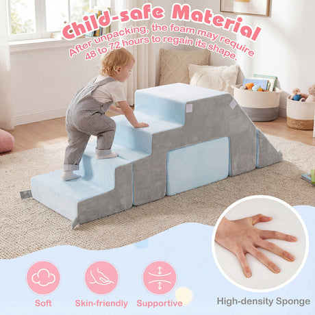 Bloques de espuma de 4 piezas para escalar para niños pequeños con tobogán - Gris
