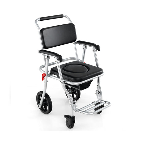 Silla Inodoro Plegable 4 en 1 con Frenos, Cubeta y Reposapiés