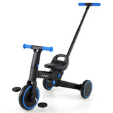 Triciclo plegable 4 en 1 para niños pequeños con manija de empuje y asiento ajustable