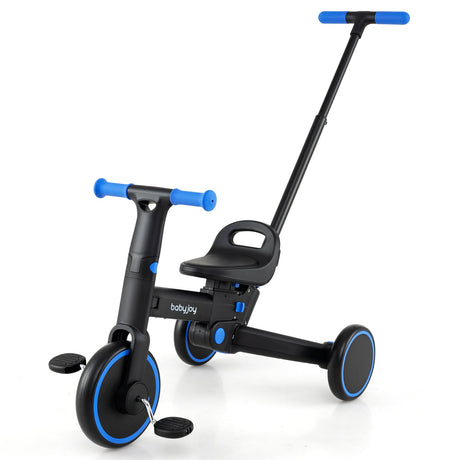 Triciclo plegable 4 en 1 para niños pequeños con manija de empuje y asiento ajustable