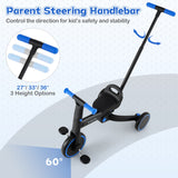 Triciclo plegable 4 en 1 para niños pequeños con manija de empuje y asiento ajustable