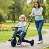 Triciclo plegable 4 en 1 para niños pequeños con manija de empuje y asiento ajustable