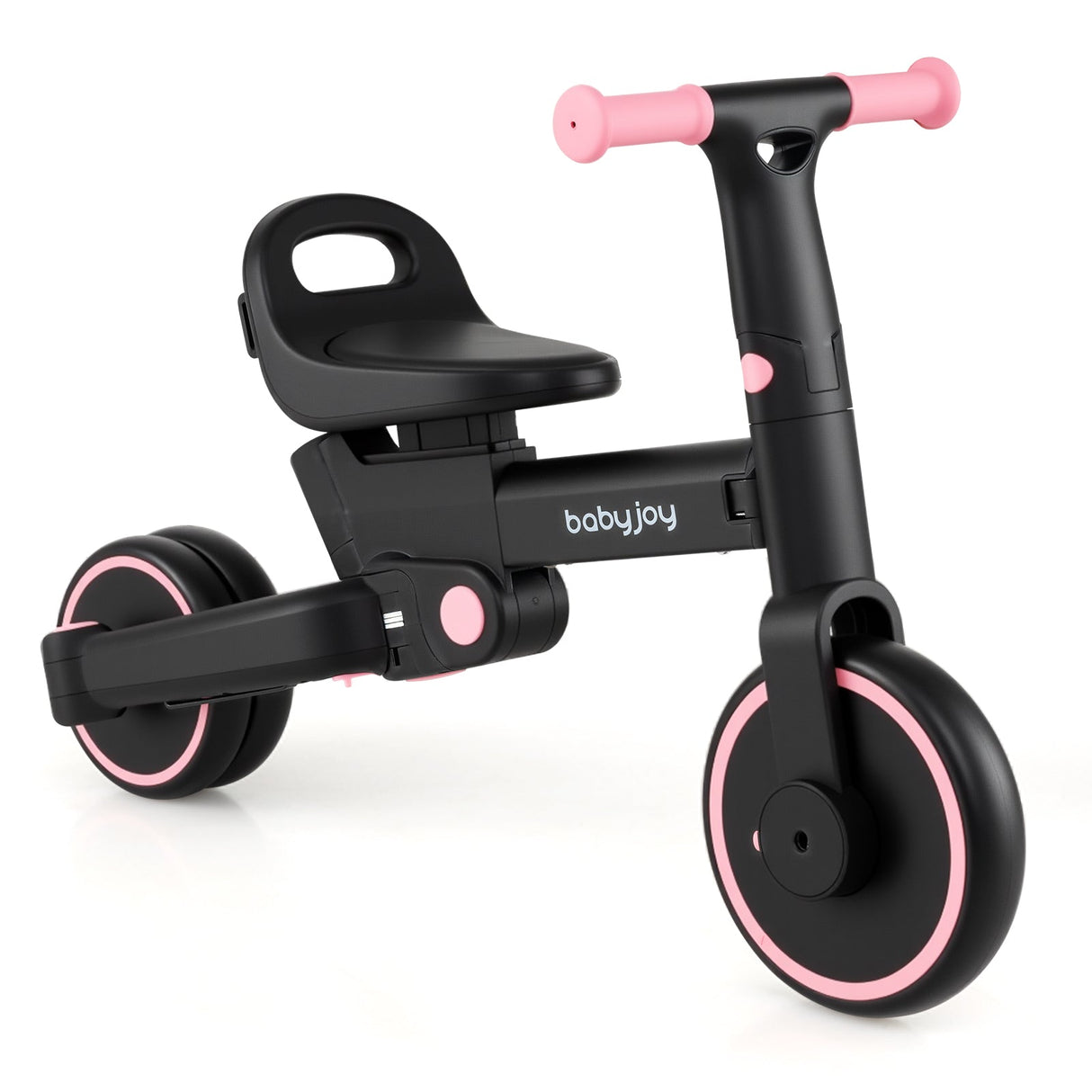 Triciclo plegable 4 en 1 para niños pequeños con manija de empuje y asiento ajustable