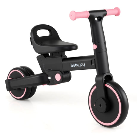 Triciclo plegable 4 en 1 para niños pequeños con manija de empuje y asiento ajustable
