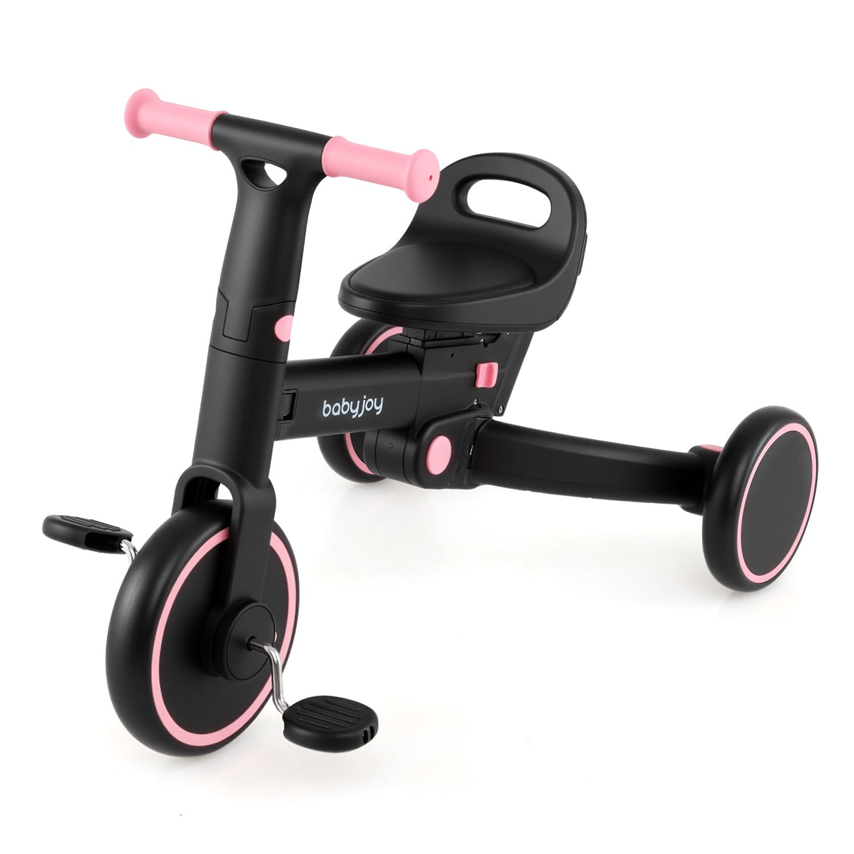 Triciclo plegable 4 en 1 para niños pequeños con manija de empuje y asiento ajustable