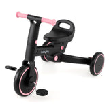 Triciclo plegable 4 en 1 para niños pequeños con manija de empuje y asiento ajustable